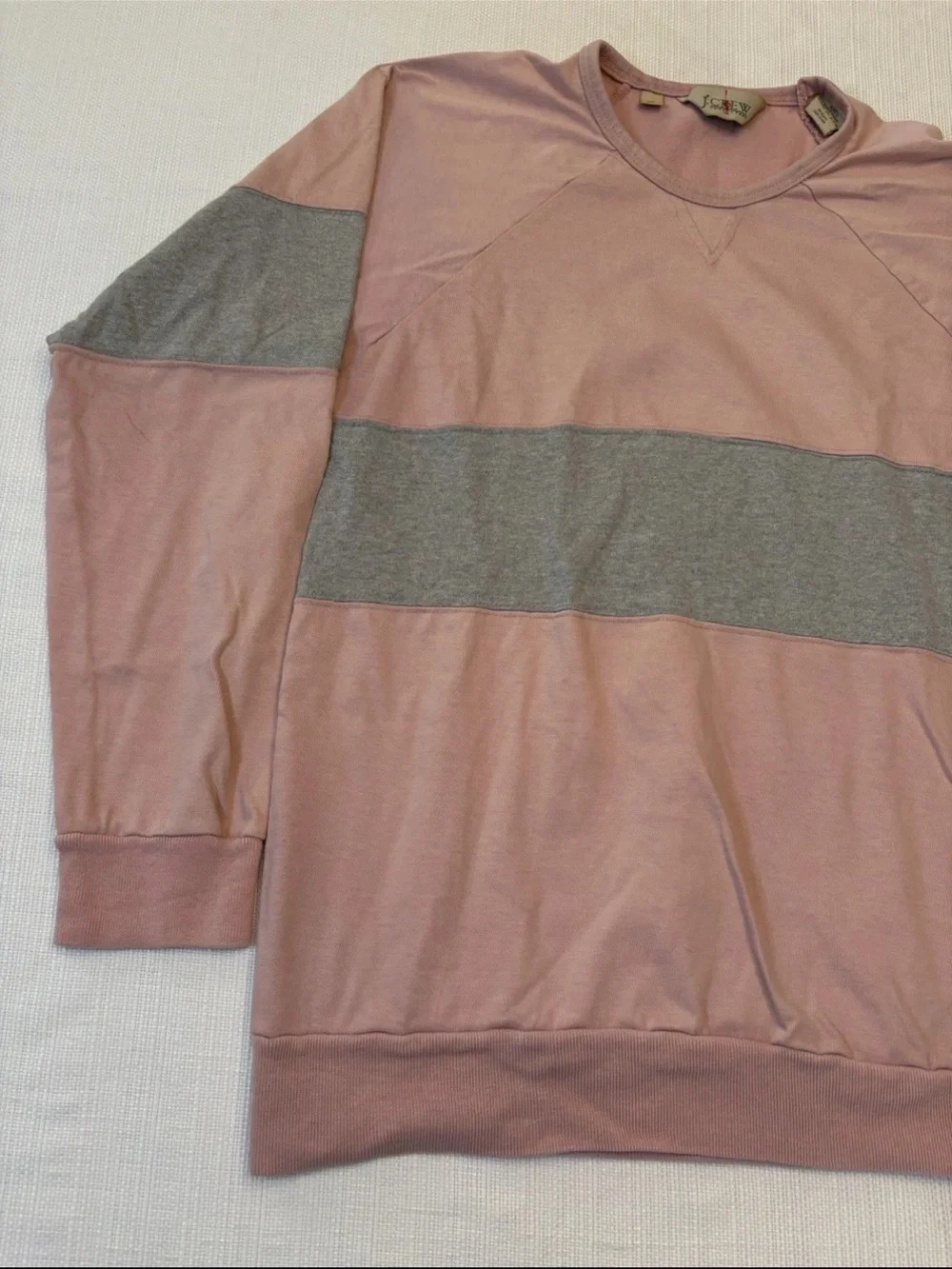 Vintage 90’s J.Crew Sweatshirt Women’s Medium Pink Gray Cotton Crewneck USA